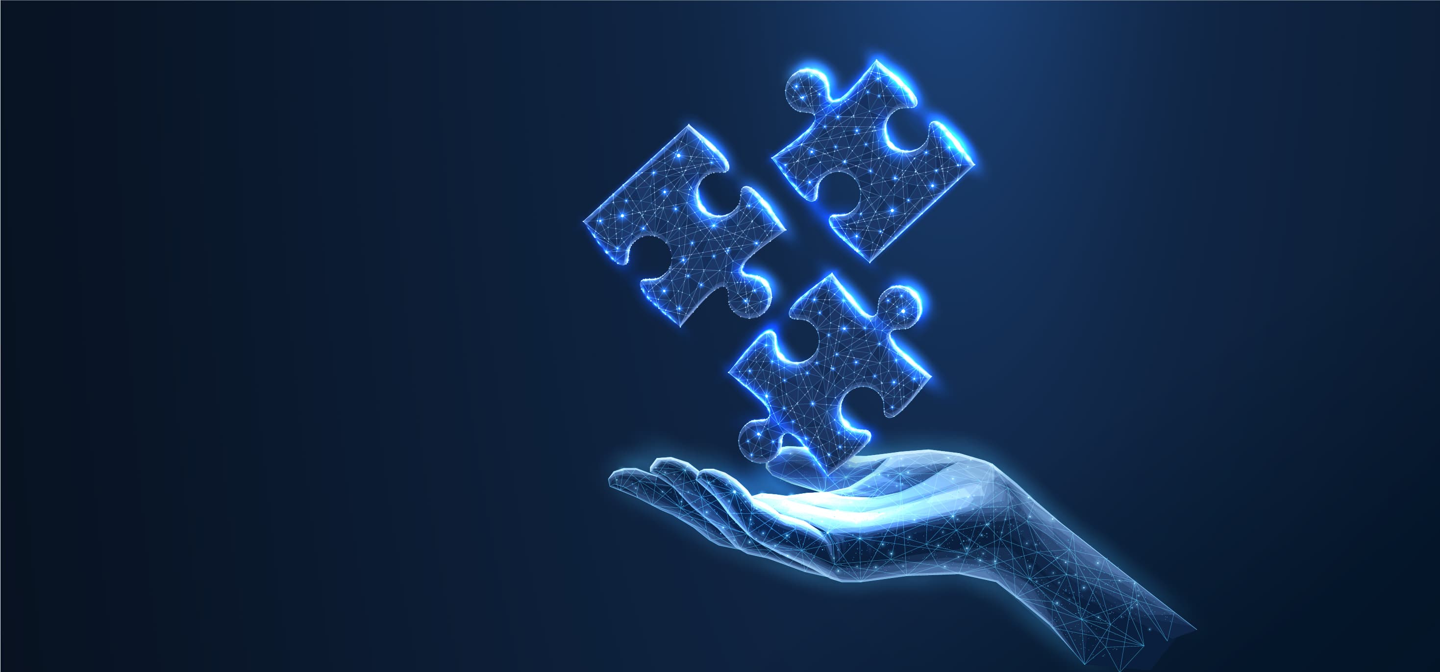 Cubes joined by blue polygon lines on a dark screen marked SOLUTION