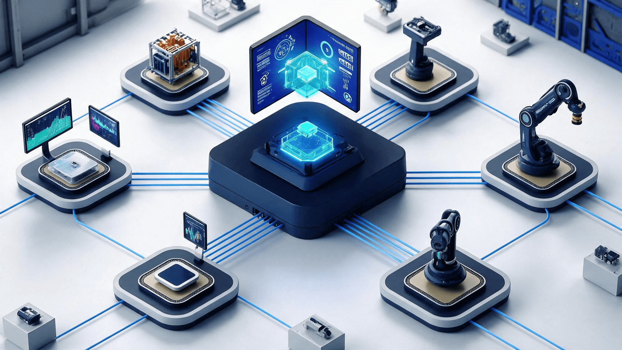 Chart summarizing the benefits of adopting a digital twin — higher output, fewer defects, a better working environment and lower costs